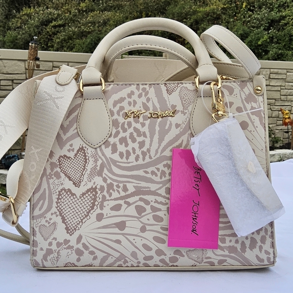 Betsey Johnson Cream and Tan Patterned Women's Bag